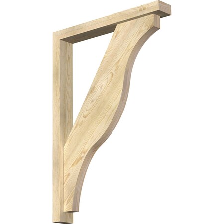 Ekena Millwork Funston Block Rough Sawn Bracket w/ Offset Brace, Douglas Fir, 4"W x 28"D x 40"H BKT0402X28X40FST05RDF